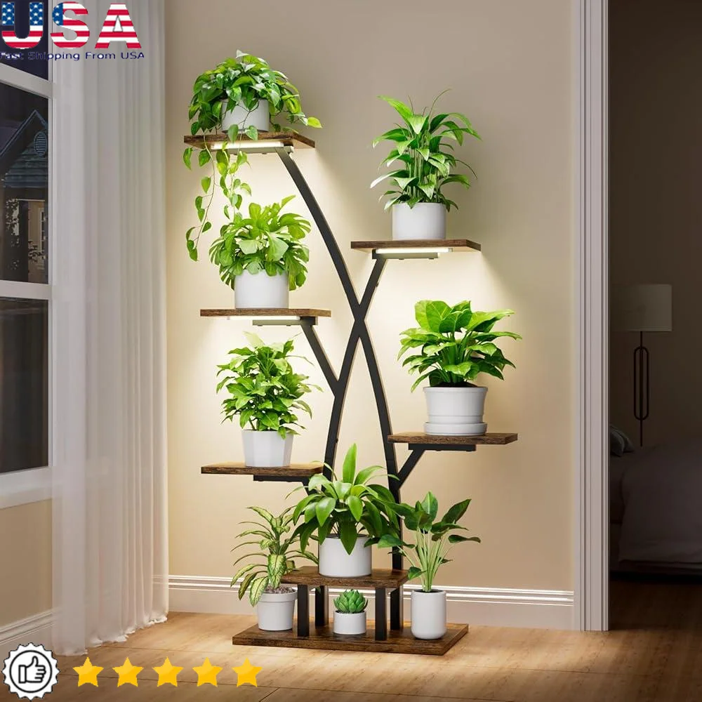 Indoor Plant Stand 7 Tier Plant Shelf with Grow Lights Full Spectrum Adjustable Brightness Timer Sturdy Metal Corner Display
Indoor Plant Stand 7 Tier Plant Shelf with Grow Lights Full Spectrum Adjustable Brightness Timer Sturdy Metal Corner Display