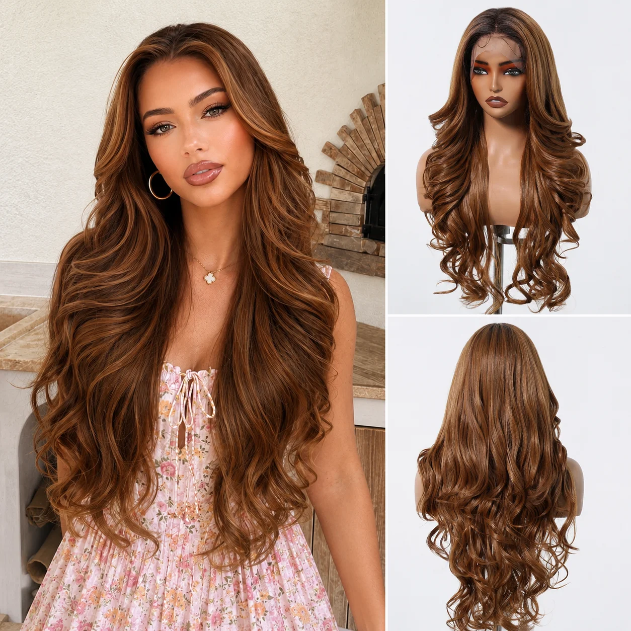 13x6 Lace Front Wig 26 Inch Brown Highlight Synthetic Body Wave Layered Glueless Heat Resistant Wig for Women
13x6 Lace Front Wig 26 Inch Brown Highlight Synthetic Body Wave Layered Glueless Heat Resistant Wig for Women