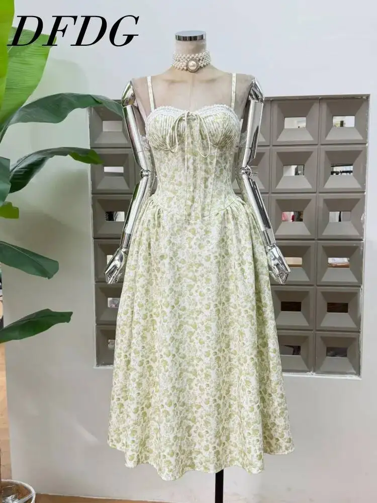 DFDG Women 2026 Spring Summer Floral Print Spaghetti Strap Dress Lace Trim Lace Up Waist Flowy A Elegant Vacation Casual Dress
DFDG Women 2026 Spring Summer Floral Print Spaghetti Strap Dress Lace Trim Lace Up Waist Flowy A Elegant Vacation Casual Dress