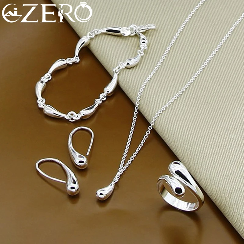 ALIZERO 925 Sterling Silver Water Drop Necklace Bracelet Earrings Ring Set for Women Elegant Wedding Engagement Party Jewelry
ALIZERO 925 Sterling Silver Water Drop Necklace Bracelet Earrings Ring Set for Women Elegant Wedding Engagement Party Jewelry