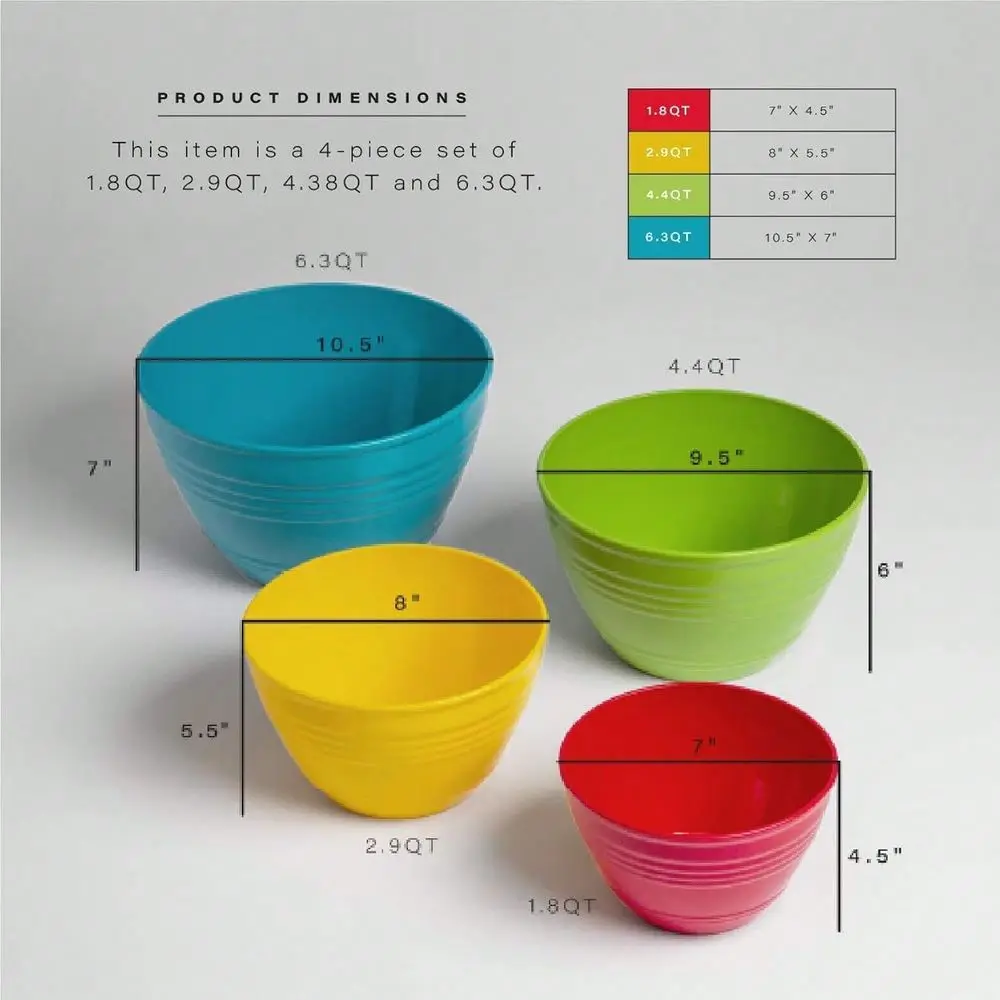 Mixing Bowl Set With Lids Versatile Plastic Bowls For Kitchen Mixing, Serving, And Stora 4Piece Mixing Bowl Set In Various Size
Mixing Bowl Set With Lids Versatile Plastic Bowls For Kitchen Mixing, Serving, And Stora 4Piece Mixing Bowl Set In Various Size