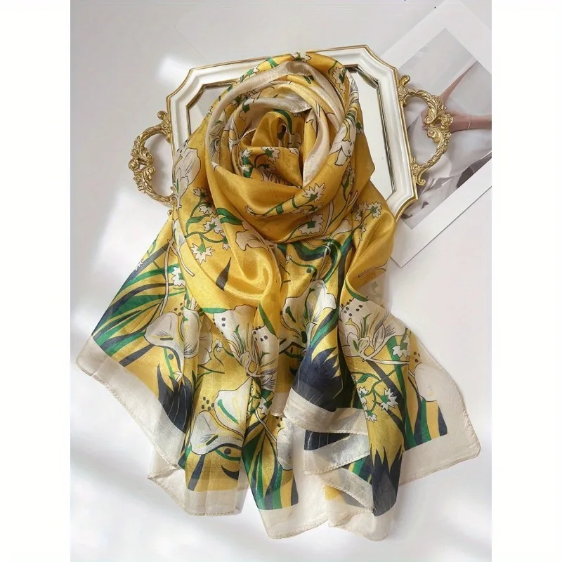 Lightweight Large 100% Mulberry Silk Scarf for Women Oblong Shawl Neck Scarf Beach Wrap Headscarf Gift Pack Gold Floral Print
Lightweight Large 100% Mulberry Silk Scarf for Women Oblong Shawl Neck Scarf Beach Wrap Headscarf Gift Pack Gold Floral Print