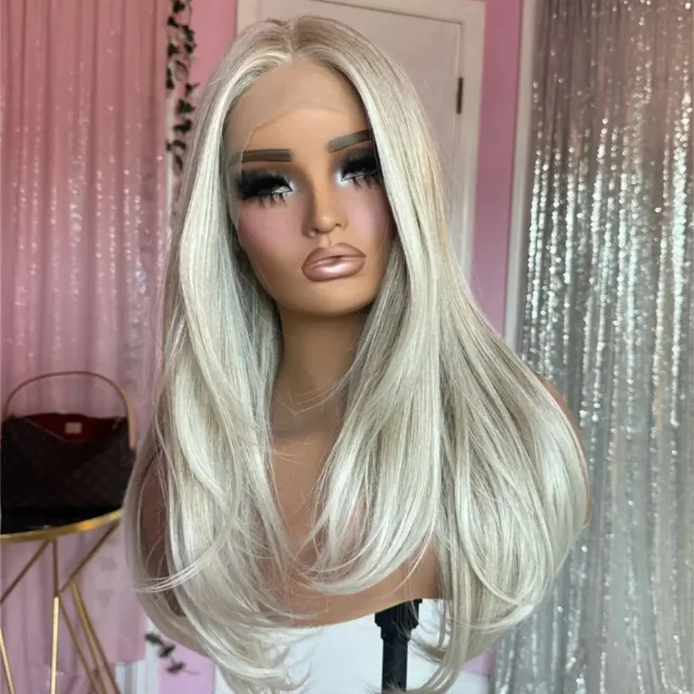 Highlight Blonde Straight 13x4 Lace Front Wigs Glueless HD Layered Synthetic Wig for Women Natural Looking Like Human Hair Wigs 
Highlight Blonde Straight 13x4 Lace Front Wigs Glueless HD Layered Synthetic Wig for Women Natural Looking Like Human Hair Wigs