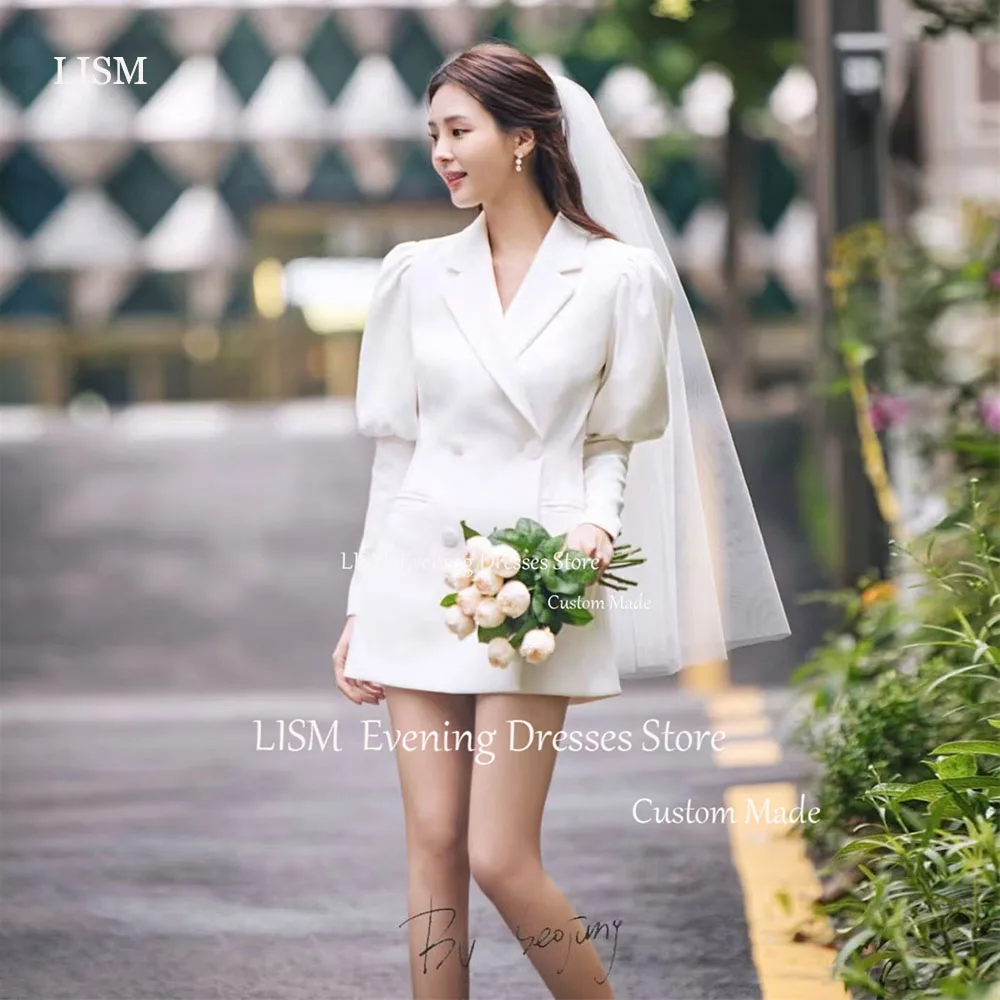 LISM Elegant Short Mini Korea Suit Wedding Dresses Customized Long Sleeve Puffy Vestidos De Novia Photo Shoot Bridal Party Gown
LISM Elegant Short Mini Korea Suit Wedding Dresses Customized Long Sleeve Puffy Vestidos De Novia Photo Shoot Bridal Party Gown