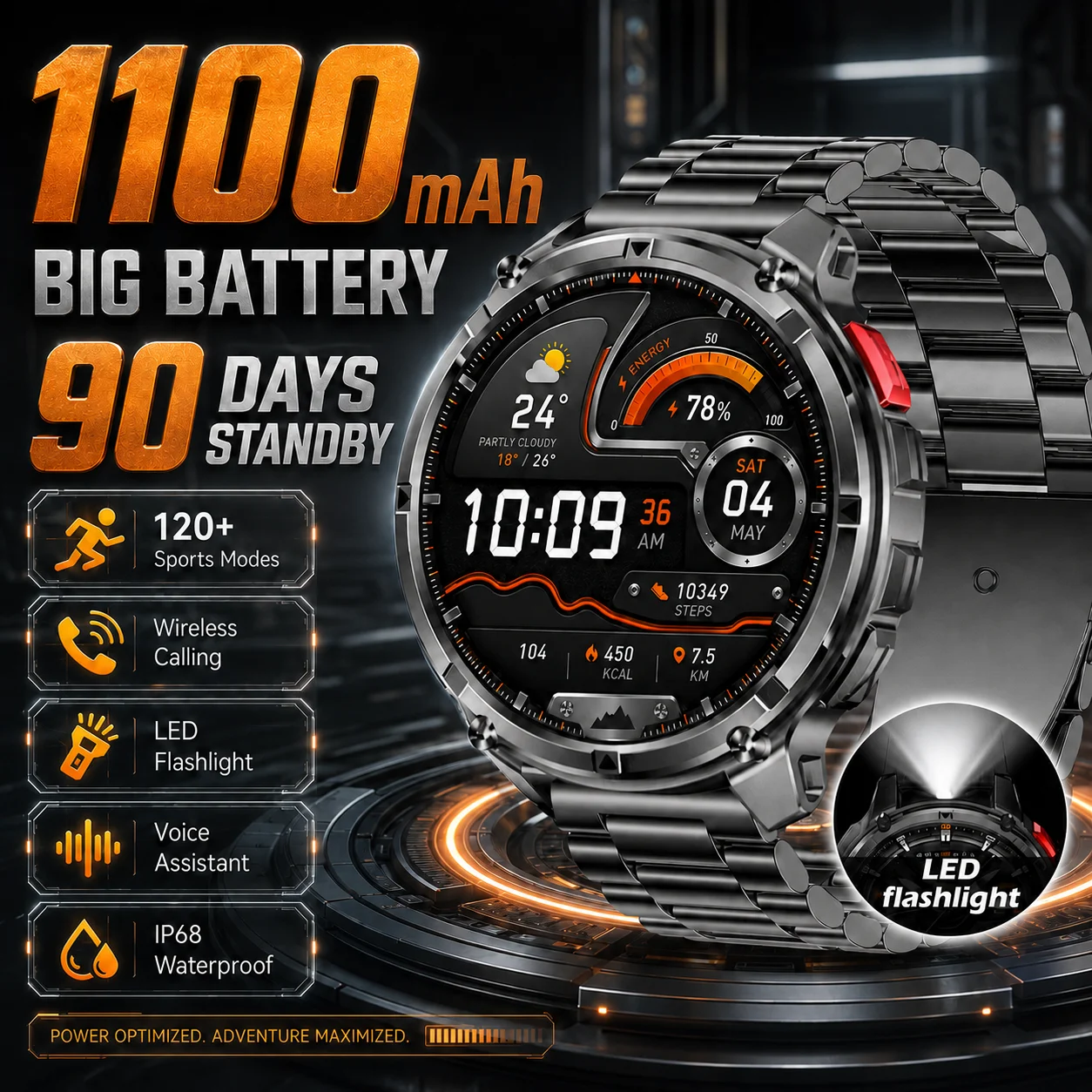 LIGE New 1100mAh Large Battery Adult Smart Watch 1.7" HD Screen BT Call 5ATM Waterproof Outdoor Compass Sports Health Smartwatch
LIGE New 1100mAh Large Battery Adult Smart Watch 1.7" HD Screen BT Call 5ATM Waterproof Outdoor Compass Sports Health Smartwatch
