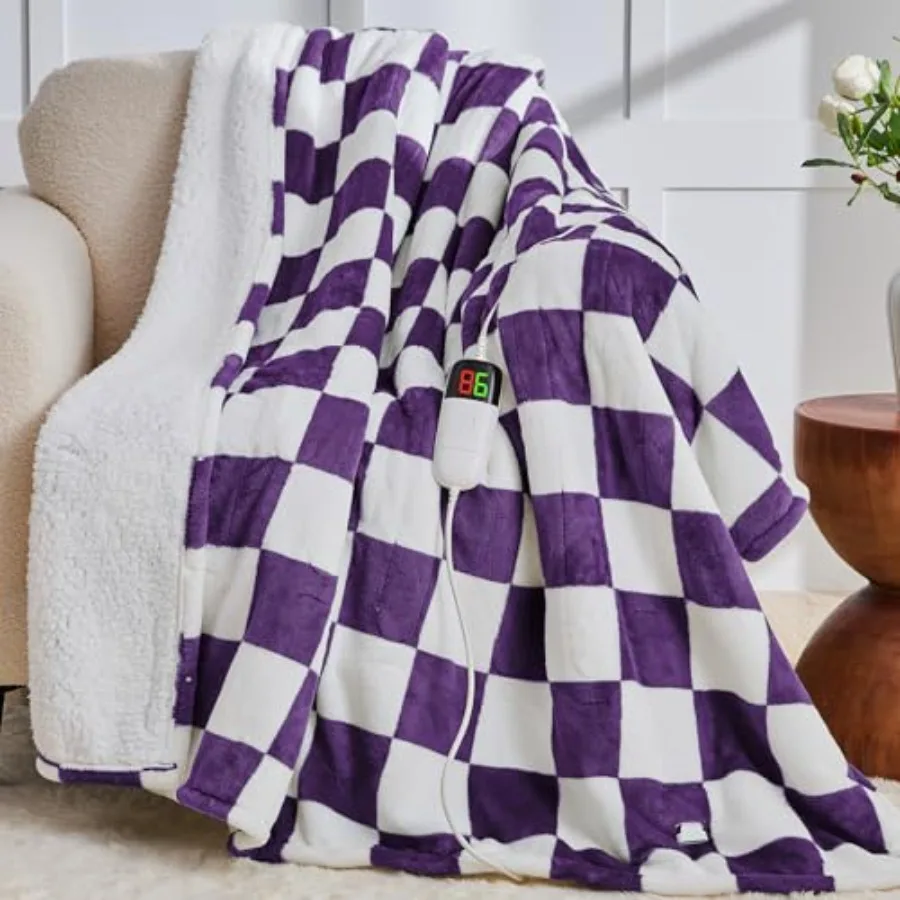 Heated Electric Blanket Throw 50X60 Heating Blanket with 10 Heat Level and 8 Hours Auto Off for Lap Checkered Soft Sherpa Blank
Heated Electric Blanket Throw 50X60 Heating Blanket with 10 Heat Level and 8 Hours Auto Off for Lap Checkered Soft Sherpa Blank