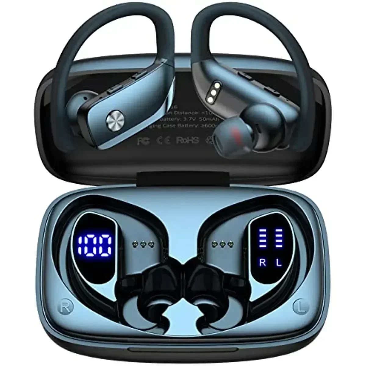 Wireless Earbuds Bluetooth Over-Ear Buds with Earhooks Built-in Mic 48hrs Play Back Headphones with LED Display Sport Earphones
Wireless Earbuds Bluetooth Over-Ear Buds with Earhooks Built-in Mic 48hrs Play Back Headphones with LED Display Sport Earphones