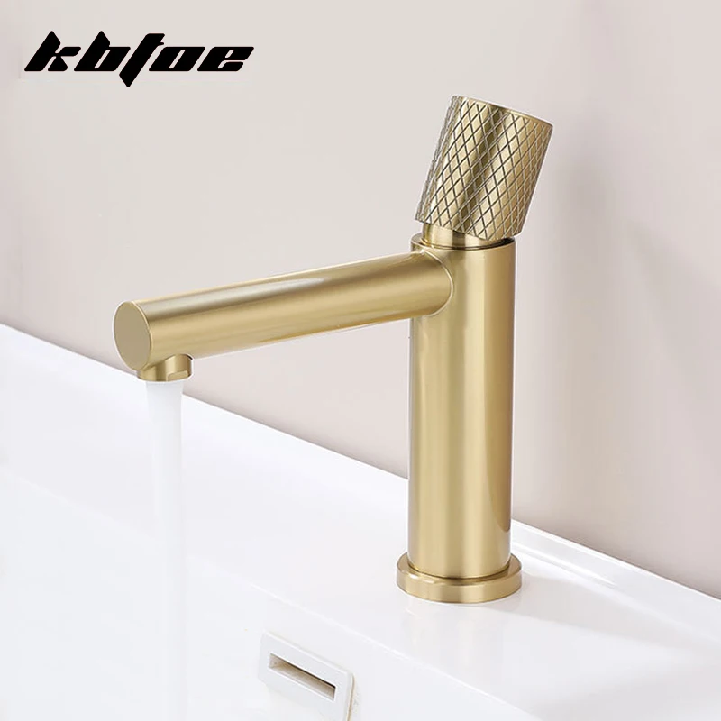 Basin Faucet Mixer Tap Hot Cold Deck Mount Single Hole Washbasin Bathroom Swivel Knurling Knob Design Brushed Gold Sink Tap
Basin Faucet Mixer Tap Hot Cold Deck Mount Single Hole Washbasin Bathroom Swivel Knurling Knob Design Brushed Gold Sink Tap