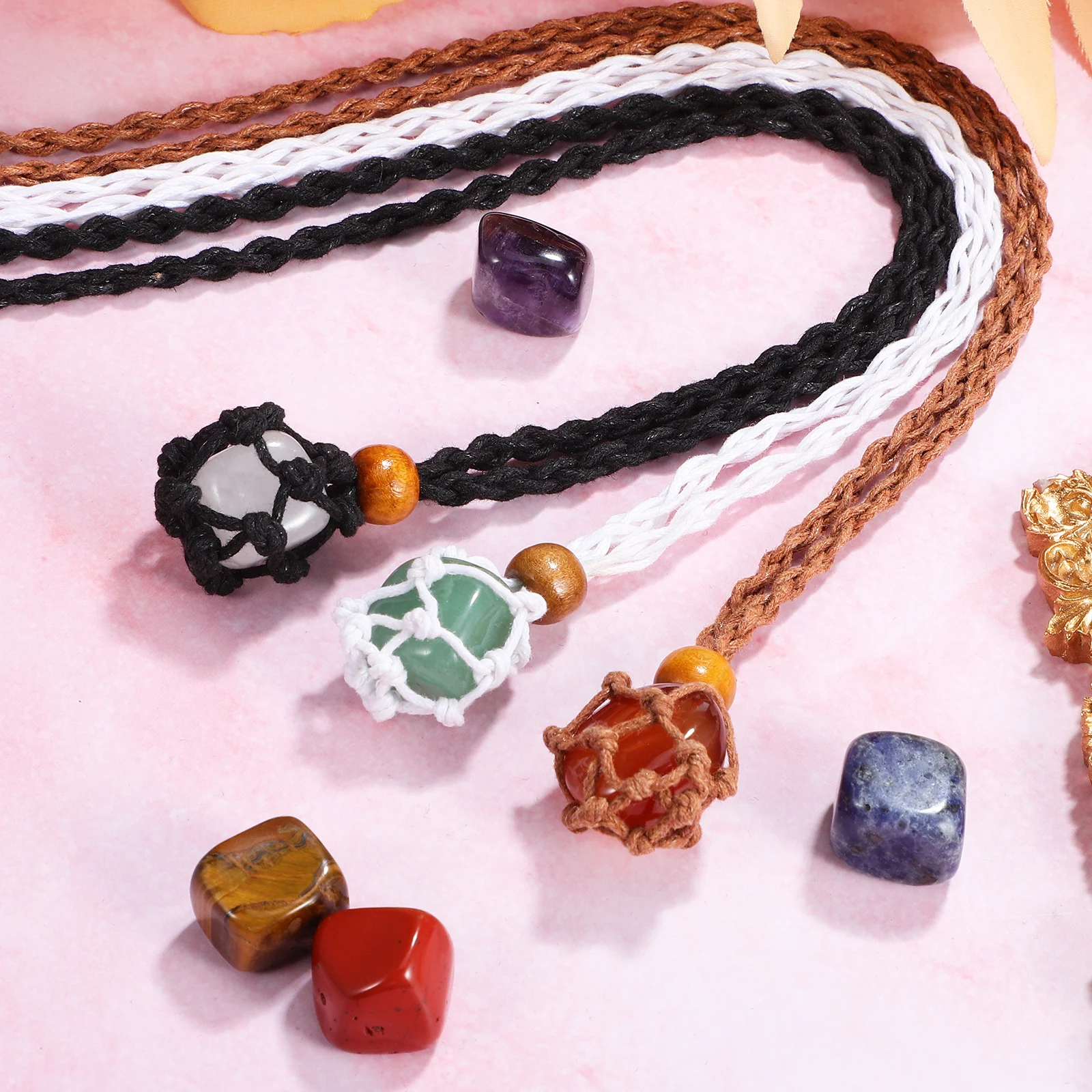 1 set Healing Stone Set Red Stones Crystal Necklace Holder Black White Dark Brown Wax Cords Adjustable DIY Jewelry Making
1 set Healing Stone Set Red Stones Crystal Necklace Holder Black White Dark Brown Wax Cords Adjustable DIY Jewelry Making