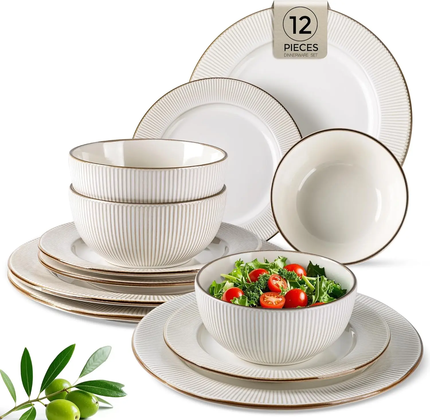 Ceramic Dinnerware Sets,12 pcs Embossed Elegant Stoneware Plates and Bowls Sets, Housewarming Wedding Gift | Dishwasher &
Ceramic Dinnerware Sets,12 pcs Embossed Elegant Stoneware Plates and Bowls Sets, Housewarming Wedding Gift | Dishwasher &
