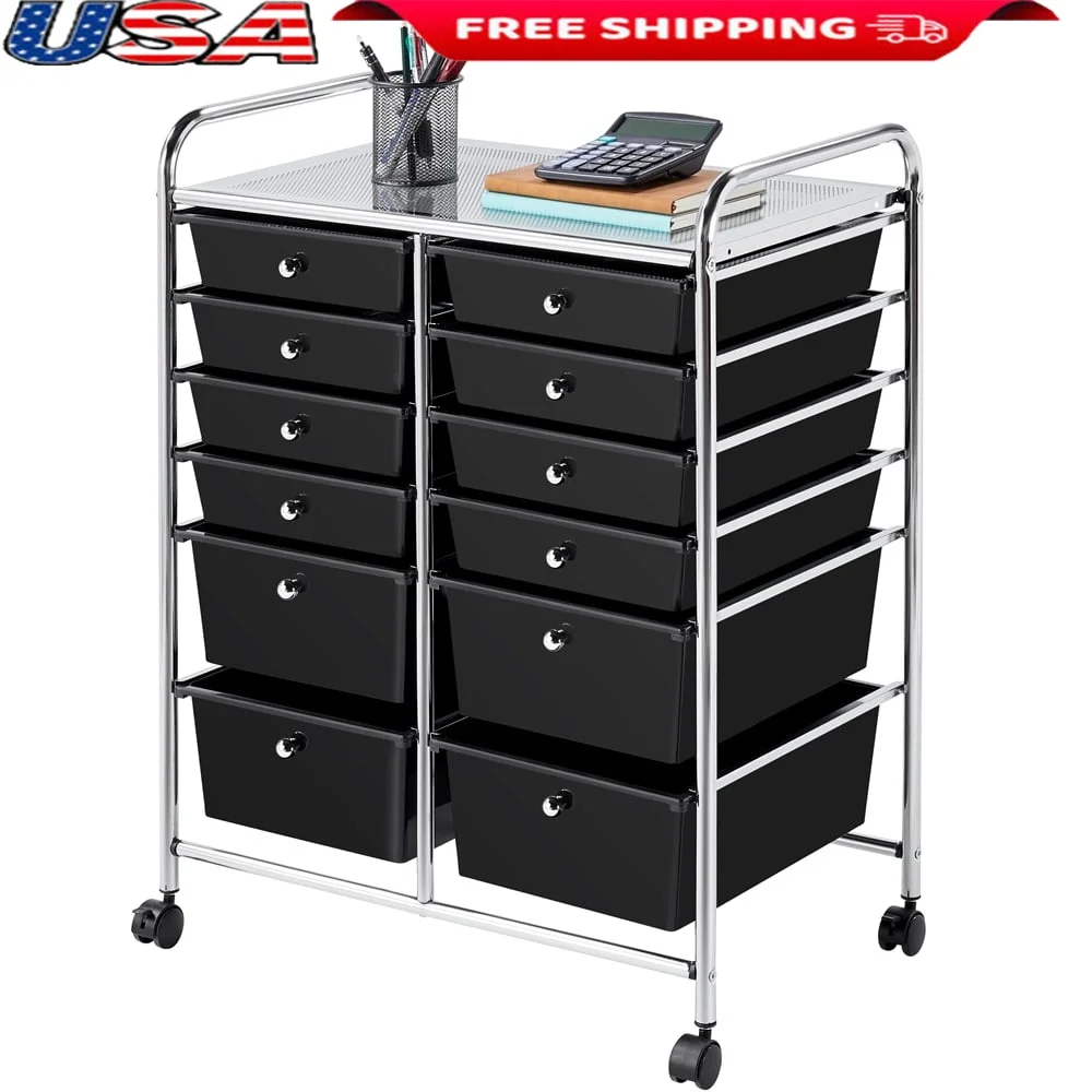 12 Drawer Rolling Storage Cart Mobile Trolley with Lockable Wheels Home Office Organization and School Use Limited Space 
12 Drawer Rolling Storage Cart Mobile Trolley with Lockable Wheels Home Office Organization and School Use Limited Space