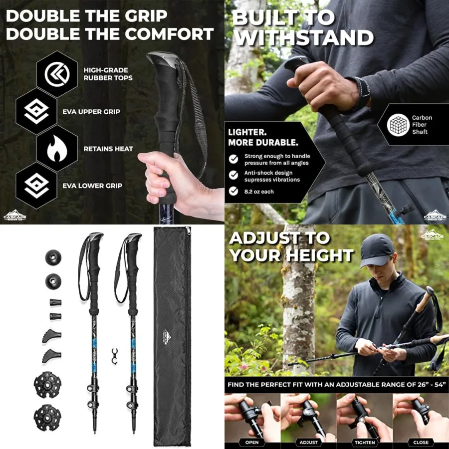 Trekking Poles - Walking or Hiking Sticks with Quick Adjustable Locks
Trekking Poles - Walking or Hiking Sticks with Quick Adjustable Locks