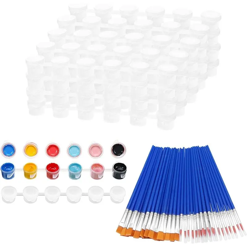 AT82-40 Pieces Paint Brushes Empty Paint Pots Strips With Lid Painting Arts Crafts Supplies Mini Storage Containers
AT82-40 Pieces Paint Brushes Empty Paint Pots Strips With Lid Painting Arts Crafts Supplies Mini Storage Containers