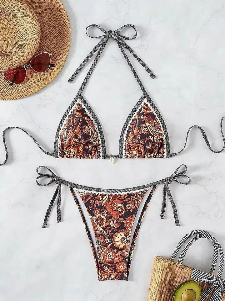 2026 All Season Women Cover Ups Sexy Swimsuit Bikinis Vintage Floral Print Swimwear Halter String Triangle 2 Piece Bikini Set
2026 All Season Women Cover Ups Sexy Swimsuit Bikinis Vintage Floral Print Swimwear Halter String Triangle 2 Piece Bikini Set