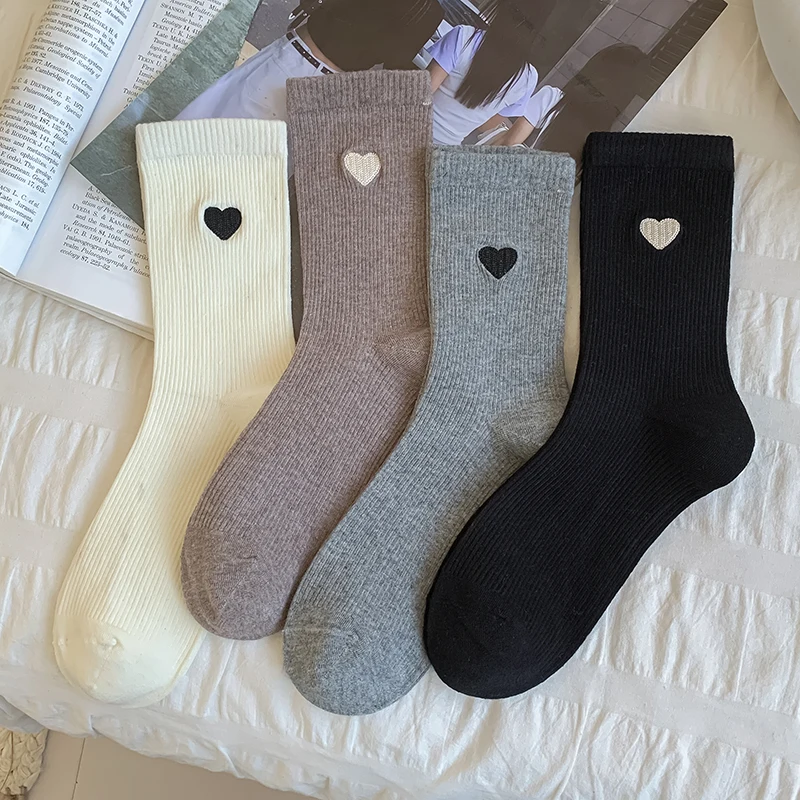 Socks For Women Korean Style New Heart Embroidery Casual Crew Socks Female Soft Breathable Simple Fashion Cute Socks Comfortable
Socks For Women Korean Style New Heart Embroidery Casual Crew Socks Female Soft Breathable Simple Fashion Cute Socks Comfortable