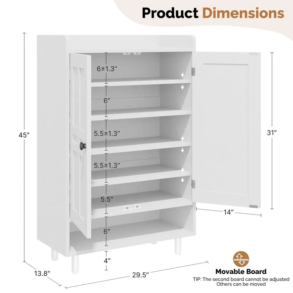 Shoe Cabinet with Doors, 6Tier Wooden Shoe Organizer with Adjustable Shelves, Entryway Storage Cabinet with Metal Legs, Rustic
Shoe Cabinet with Doors, 6Tier Wooden Shoe Organizer with Adjustable Shelves, Entryway Storage Cabinet with Metal Legs, Rustic