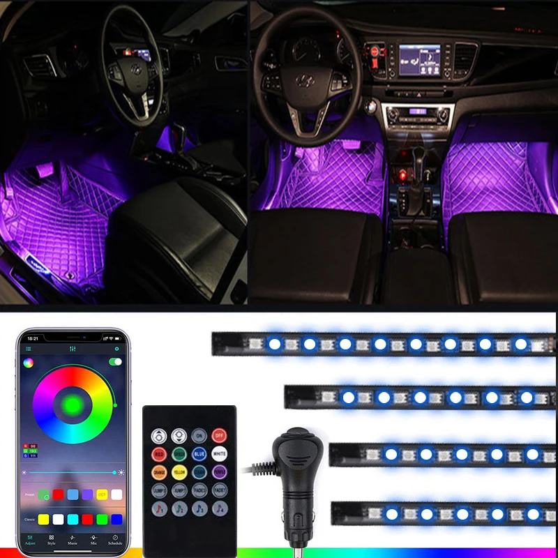 Car Underdash Lighting 4 Pieces 12V Multicolor Interior Music Kit with Sound Active Control Including Charger LED Strip Light
Car Underdash Lighting 4 Pieces 12V Multicolor Interior Music Kit with Sound Active Control Including Charger LED Strip Light