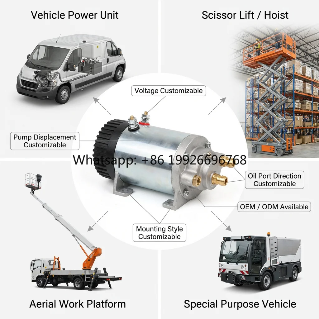 Custom Oil Pump Motor 125A 2.2KW IP54 Brushed Motor for Vehicle Power Units Lifts Boarding Trucks Specialised Equipment
Custom Oil Pump Motor 125A 2.2KW IP54 Brushed Motor for Vehicle Power Units Lifts Boarding Trucks Specialised Equipment