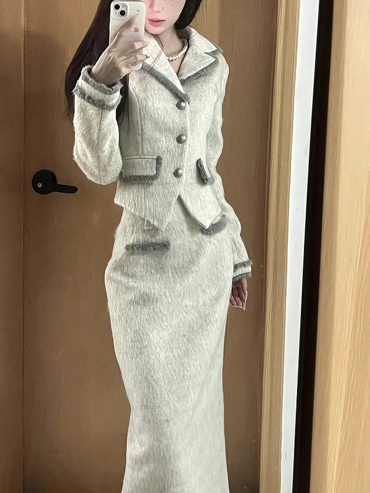 Elegant Ladylike Woolen Suit Set Women's Spring Season High-End Feelings Sister Style Complete Set Long Sleeve Button up
Elegant Ladylike Woolen Suit Set Women's Spring Season High-End Feelings Sister Style Complete Set Long Sleeve Button up