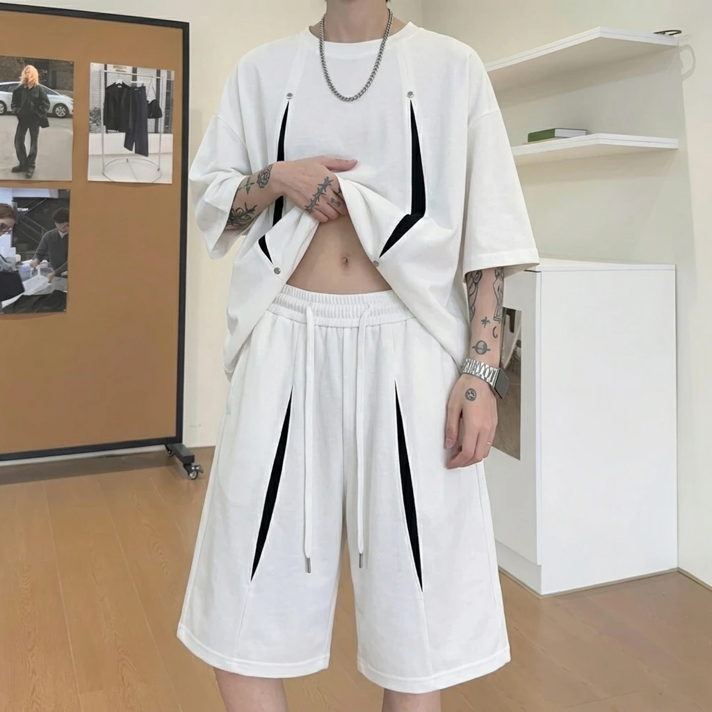 2026 Summer New Style American Streetwear Buckle Short Sleeve Set
2026 Summer New Style American Streetwear Buckle Short Sleeve Set