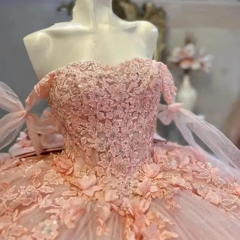 Customized Shiny Pink Quinceanera Dresses Bow Beading Flower Lace Birthday Party Princess Ball Gown Vestidos De 15 Anos
Customized Shiny Pink Quinceanera Dresses Bow Beading Flower Lace Birthday Party Princess Ball Gown Vestidos De 15 Anos