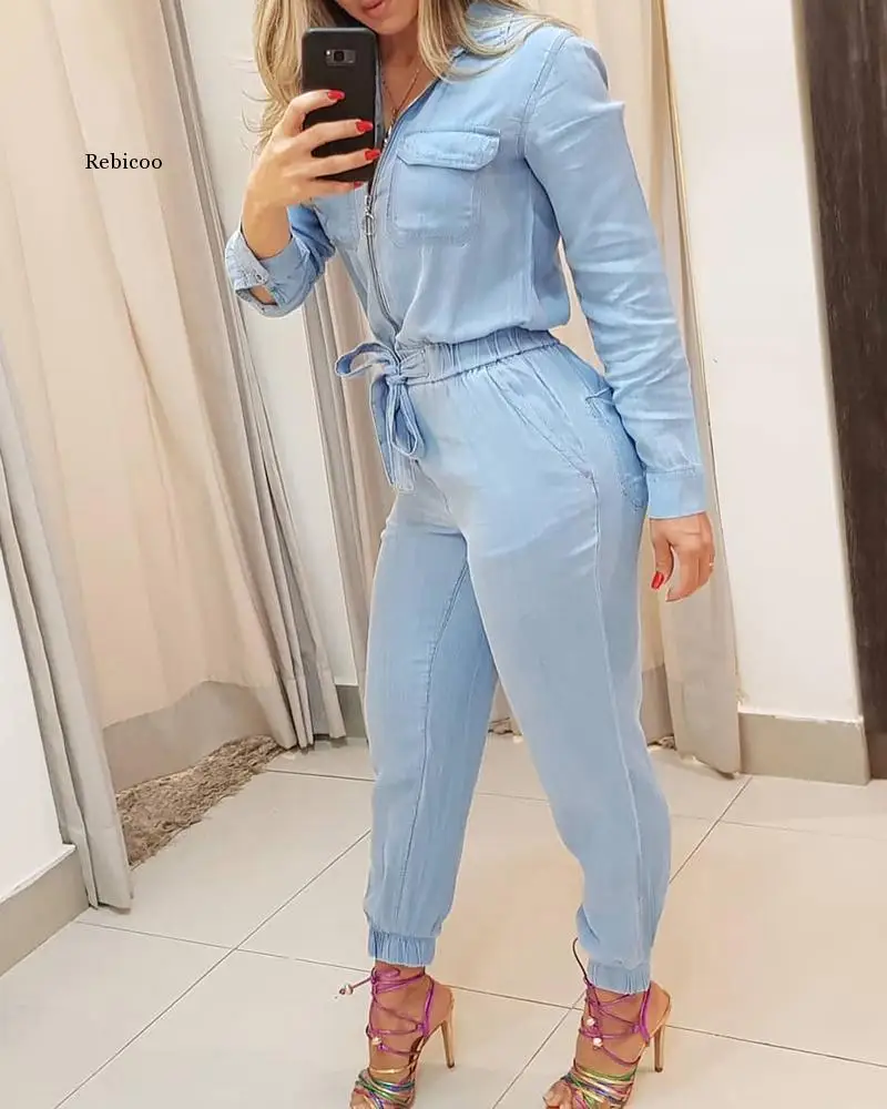 2021 Ladies Jumpsuit Women Long Sleeve Slim Fit Fitted Lace Waist Jumpsuit Casual Jumpsuit
2021 Ladies Jumpsuit Women Long Sleeve Slim Fit Fitted Lace Waist Jumpsuit Casual Jumpsuit