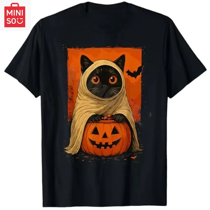 Забавная винтажная женская футболка с черным котом на Хэллоуин, тыквой, жутким призраком, новинка, подарок, футболки с милым котенком Джека-фонариком и принтом Y2k
Забавная винтажная женская футболка с черным котом на Хэллоуин, тыквой, жутким призраком, новинка, подарок, футболки с милым котенком Джека-фонариком и принтом Y2k