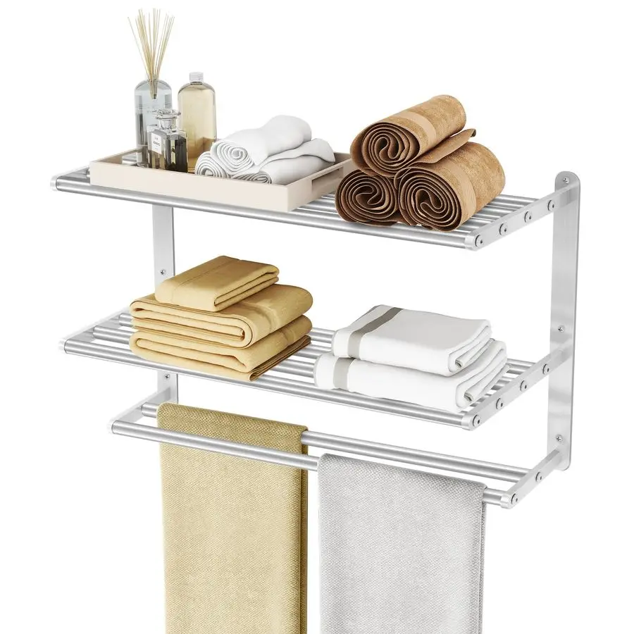 Трехуровневые настенные полки для полотенец для ванной комнаты, 24-дюймовая полка для ванной с держателем для полотенец, полки из матового никеля для полотенец, нержавеющая сталь.
Трехуровневые настенные полки для полотенец для ванной комнаты, 24-дюймовая полка для ванной с держателем для полотенец, полки из матового никеля для полотенец, нержавеющая сталь.
