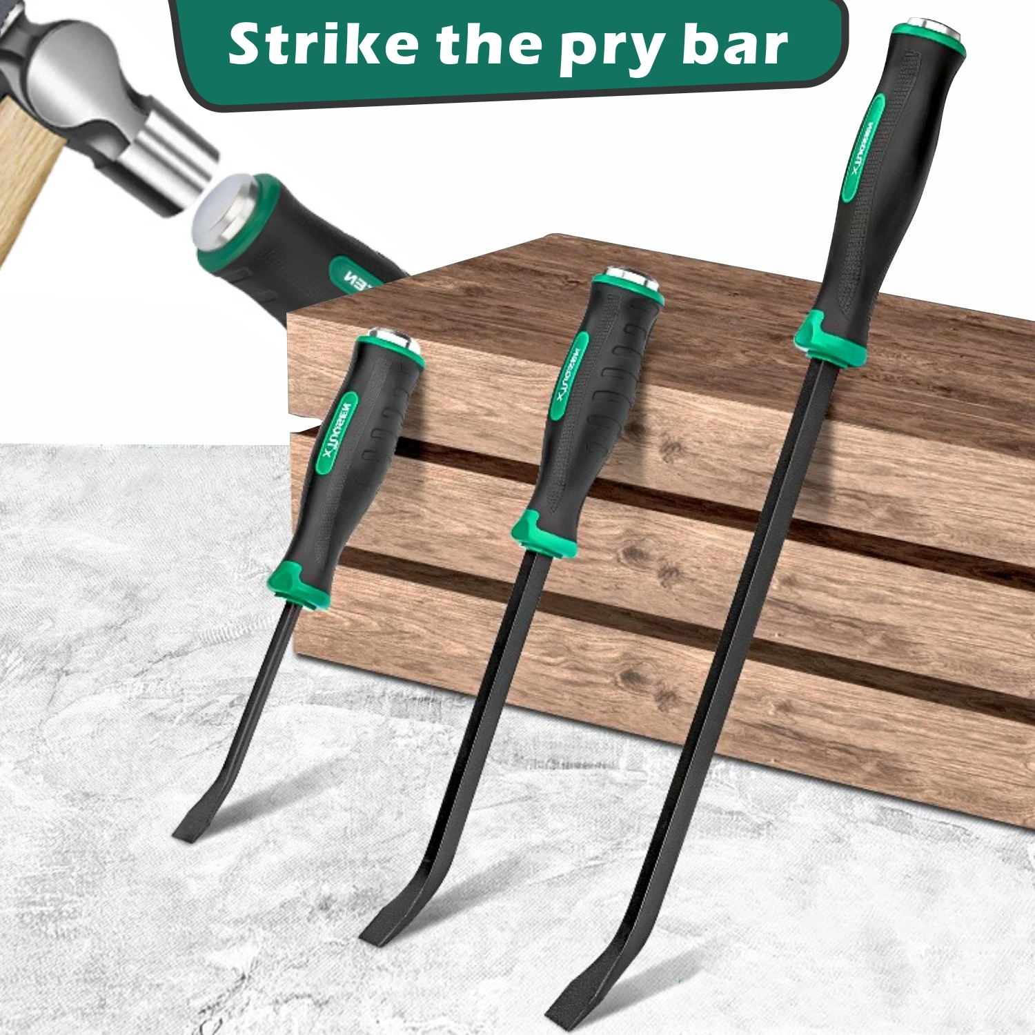 Industrial Grade Pry Bar Set, Angled Tip Crowbar with Strike Cap for Lifting, Prying & CV-R Removal (8/12/18/24 Inch)
Industrial Grade Pry Bar Set, Angled Tip Crowbar with Strike Cap for Lifting, Prying & CV-R Removal (8/12/18/24 Inch)