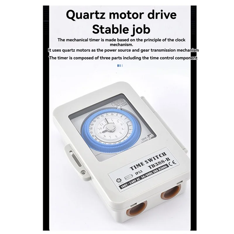 Y42A-Mechanical 24 Hours Timer Switch Mechanical Analog Timer AC100-240V 15 Minutes Interval
Y42A-Mechanical 24 Hours Timer Switch Mechanical Analog Timer AC100-240V 15 Minutes Interval