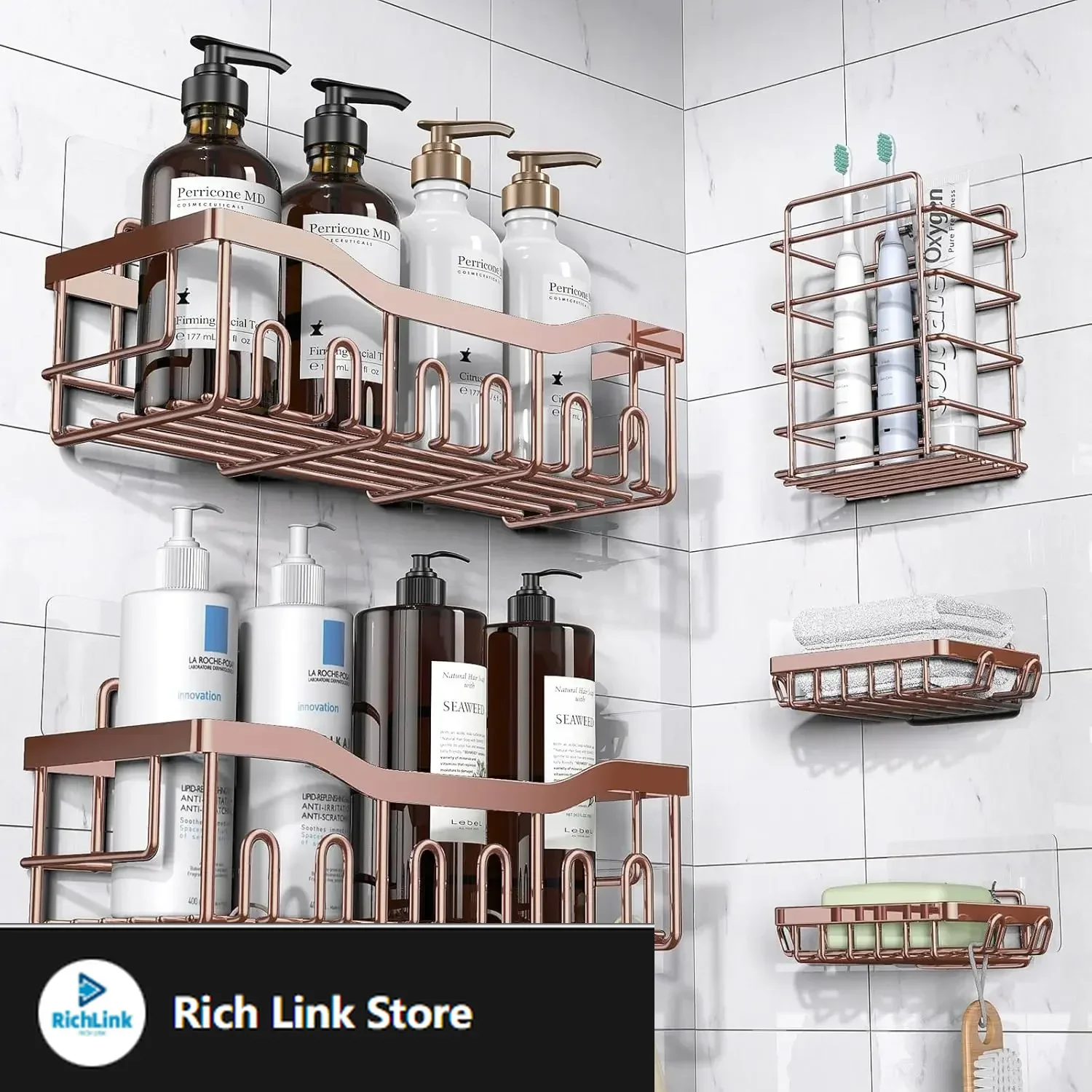 Shower Caddy 5 Pack,Adhesive Shower Organizer for Bathroom Storage&Home Decor&Kitchen,No Drilling,Large Capacity,Rustproof
Shower Caddy 5 Pack,Adhesive Shower Organizer for Bathroom Storage&Home Decor&Kitchen,No Drilling,Large Capacity,Rustproof