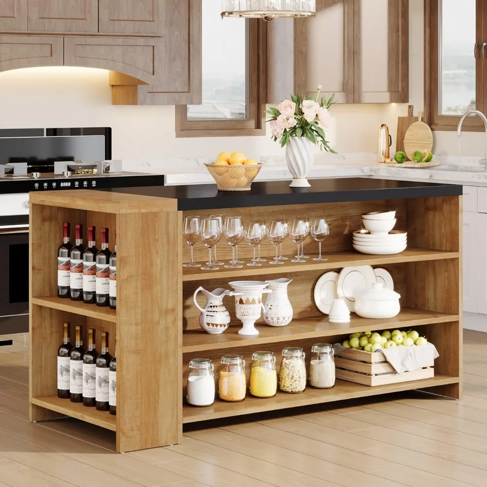 Kitchen Island with Storage, Farmhouse 5-Tier Stationary Island Table with 5 Shelves, Wood Coffee Bar Table Stora
Kitchen Island with Storage, Farmhouse 5-Tier Stationary Island Table with 5 Shelves, Wood Coffee Bar Table Stora