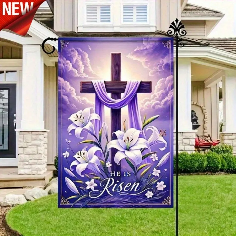 Double Sided Easter Garden Flag -2D Religious Cross and White Lily Design, Perfect Easter Decoration for Easter Parties
Double Sided Easter Garden Flag -2D Religious Cross and White Lily Design, Perfect Easter Decoration for Easter Parties
