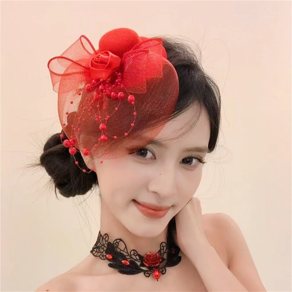 Bridal Formal Hat with Cute Tulle Headpiece Stain Rose Hats for Elegance Women Wedding Bride Hair Accessories Tocados De Novia
Bridal Formal Hat with Cute Tulle Headpiece Stain Rose Hats for Elegance Women Wedding Bride Hair Accessories Tocados De Novia