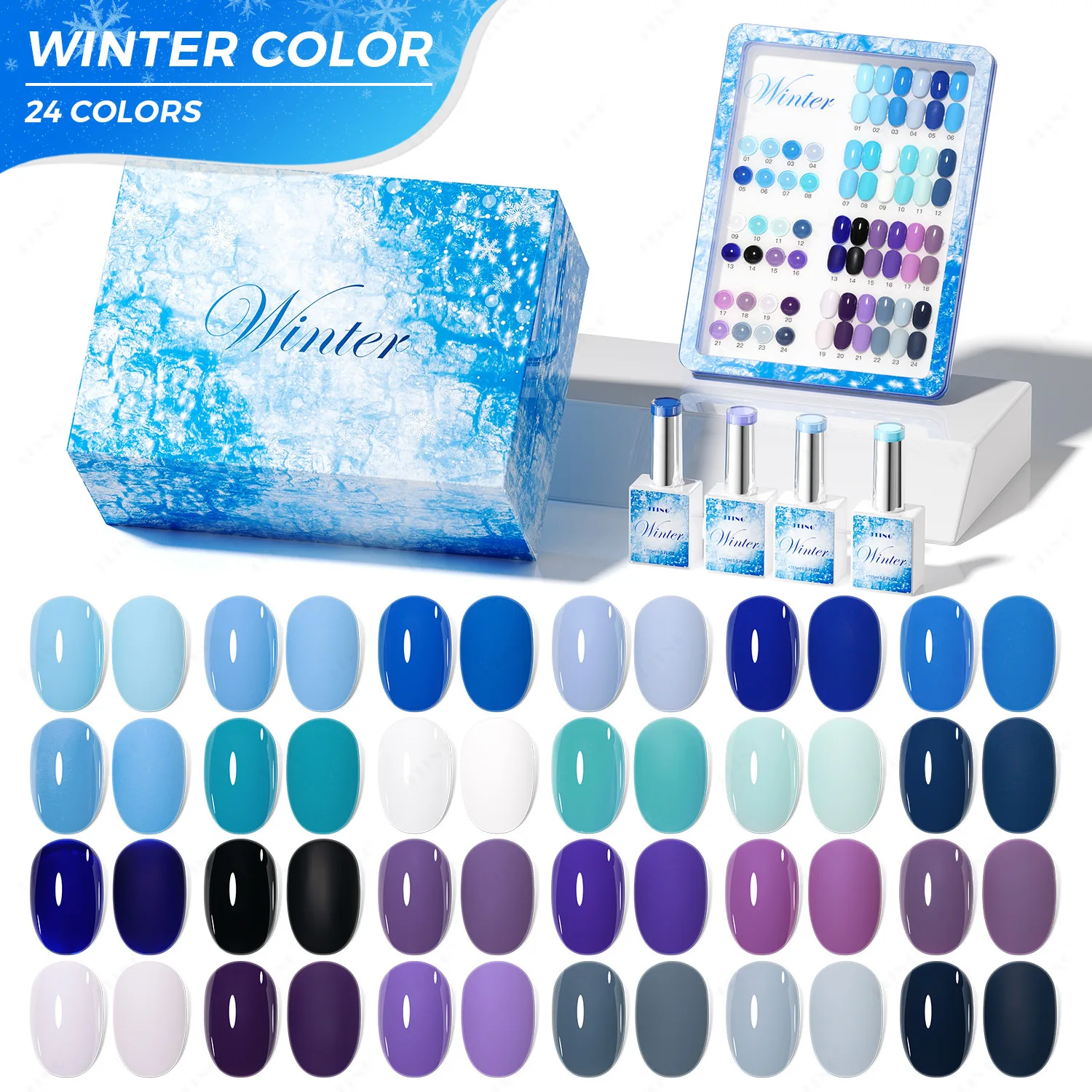 Eleanos Royal Blue Winter 24 шт. Набор гель-лаков для ногтей с таблицей дисплея Полуперманентные лаки для дизайна ногтей Гибридный УФ-светодиодный гель 15 мл
Eleanos Royal Blue Winter 24 шт. Набор гель-лаков для ногтей с таблицей дисплея Полуперманентные лаки для дизайна ногтей Гибридный УФ-светодиодный гель 15 мл