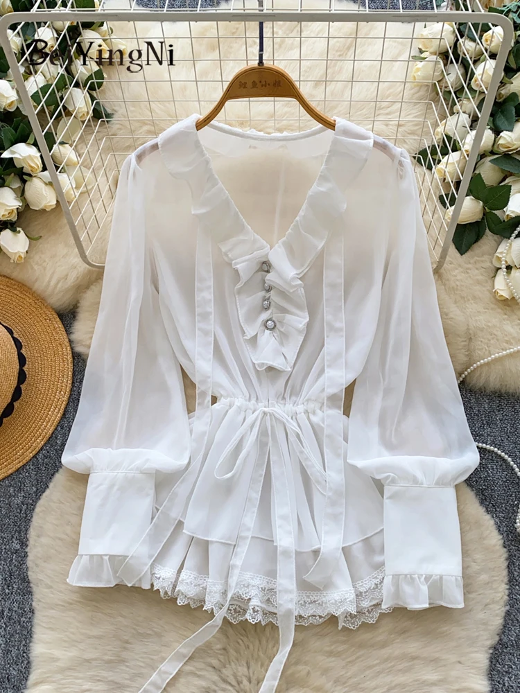 Beiyingni French Fairy Chiffon Women Blusas Gentle Korean Style Thin Lace-up Full Sleeve Shirts Female Plain Lace Blouses Tops
Beiyingni French Fairy Chiffon Women Blusas Gentle Korean Style Thin Lace-up Full Sleeve Shirts Female Plain Lace Blouses Tops