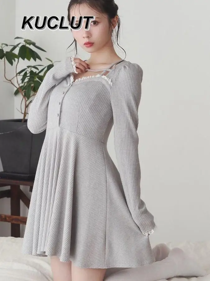 Japanese Comfortable Threaded Ballet Lace Aesthetic Long-sleeve Dress Women 2025 Spring New Elastic Slim Short Knitted Dress
Japanese Comfortable Threaded Ballet Lace Aesthetic Long-sleeve Dress Women 2025 Spring New Elastic Slim Short Knitted Dress