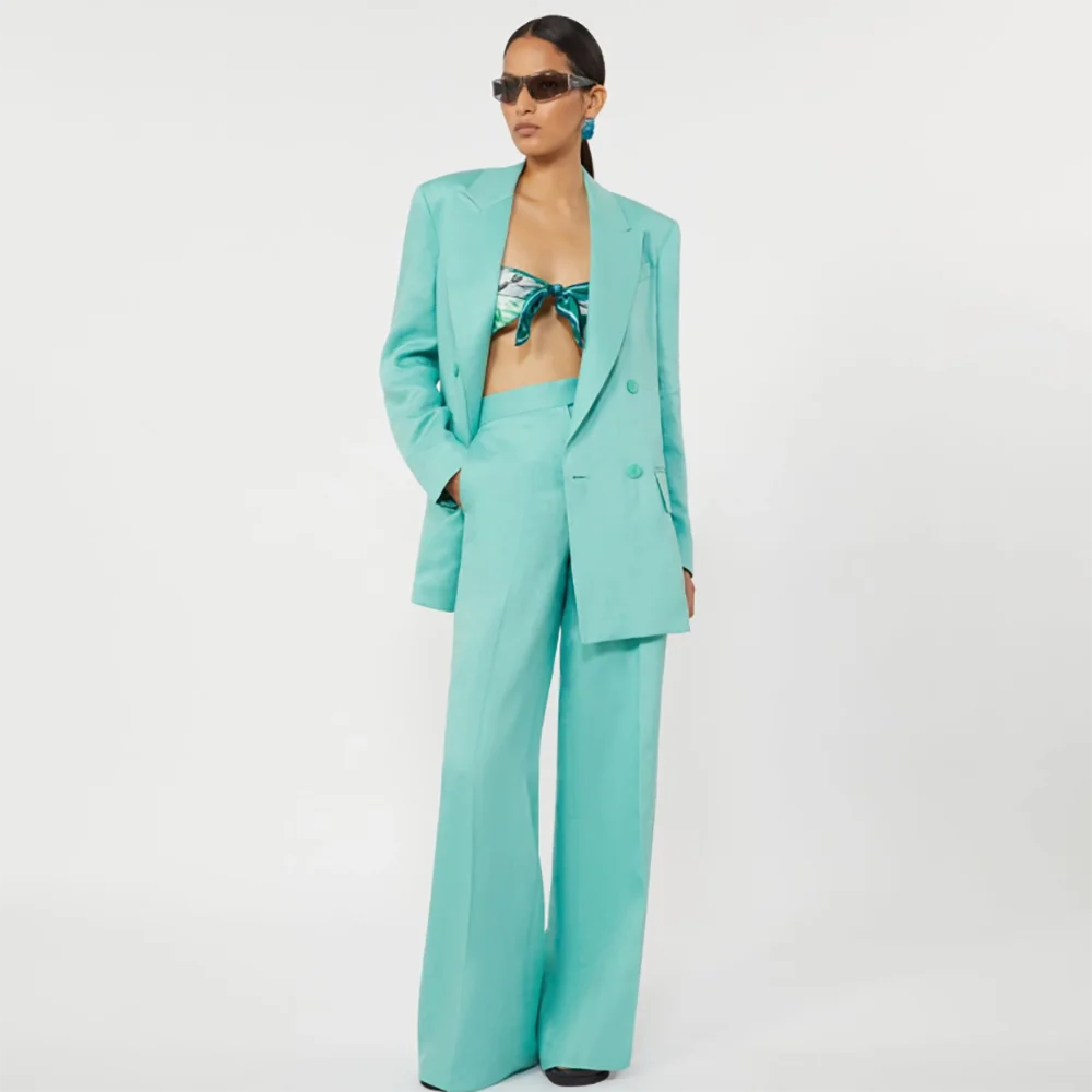 Elegant Women's Turquoise Blazer Suit Summer Casual Double Breasted 2-Piece Jacket+Pants Set Formal Dinner Party Outfit
Elegant Women's Turquoise Blazer Suit Summer Casual Double Breasted 2-Piece Jacket+Pants Set Formal Dinner Party Outfit