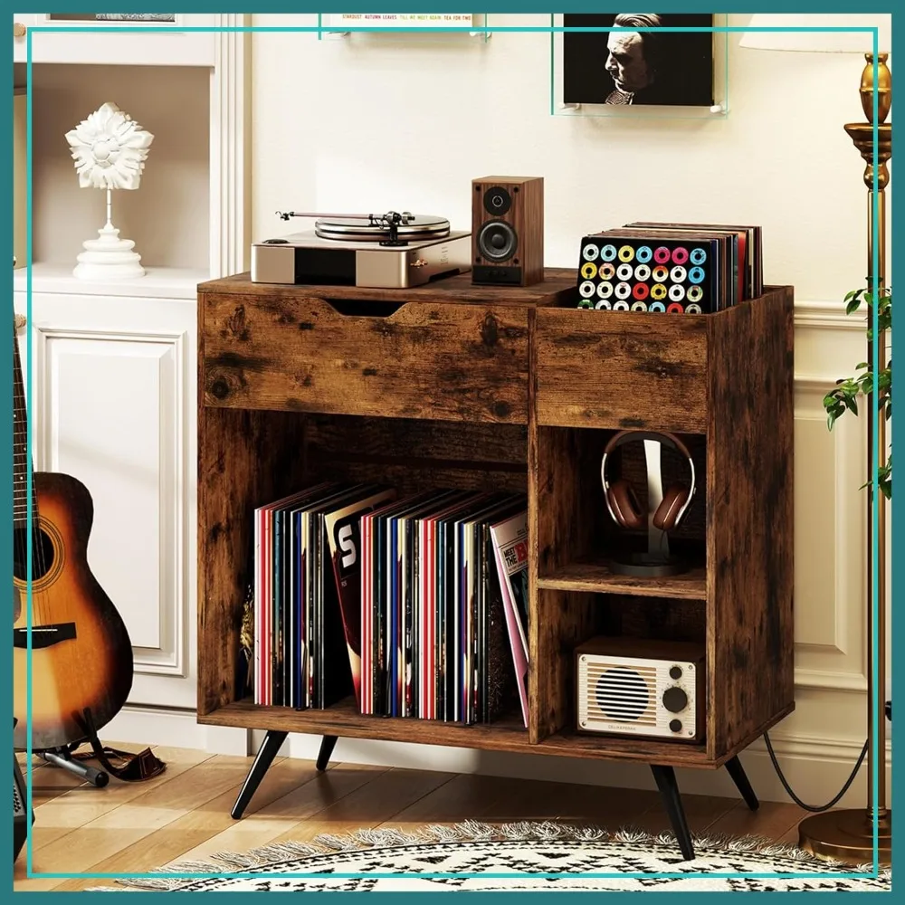 Large Record Player Stand with Charging Station, Mid Century Turntable Table Holds 300 Albums, Vinyl Storage with Drawer & Display Shelf for Living Room
Large Record Player Stand with Charging Station, Mid Century Turntable Table Holds 300 Albums, Vinyl Storage with Drawer & Display Shelf for Living Room
