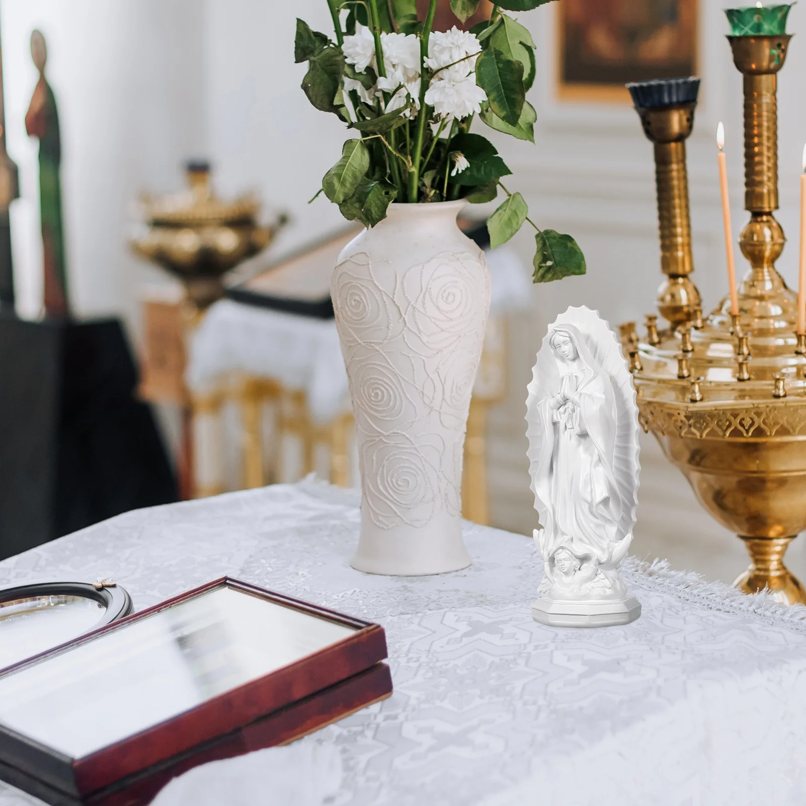 Virgin Mary Resin Statue Miniature Catholic Sculpture Religious Resin Craft Decoration for Home Office 
Virgin Mary Resin Statue Miniature Catholic Sculpture Religious Resin Craft Decoration for Home Office