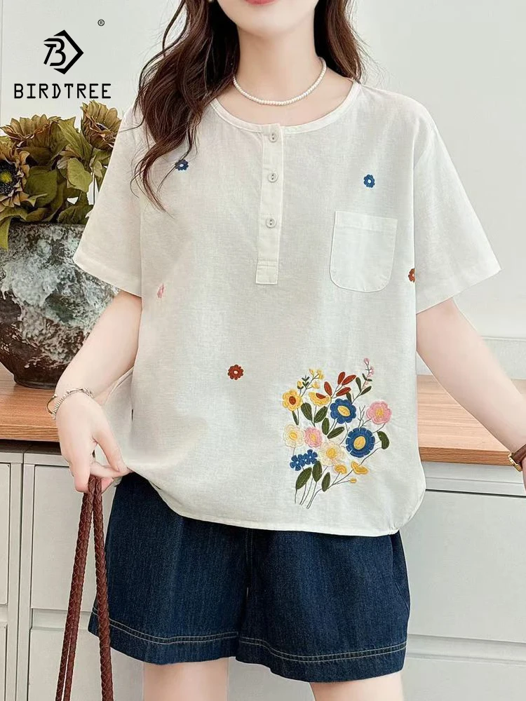 New 2026 Summer Women Cotton Short Sleeve Shirt, O Neck Floral Embroidery, Mori Girl Japan Preppy Style Loose Blouse T65552CC
New 2026 Summer Women Cotton Short Sleeve Shirt, O Neck Floral Embroidery, Mori Girl Japan Preppy Style Loose Blouse T65552CC