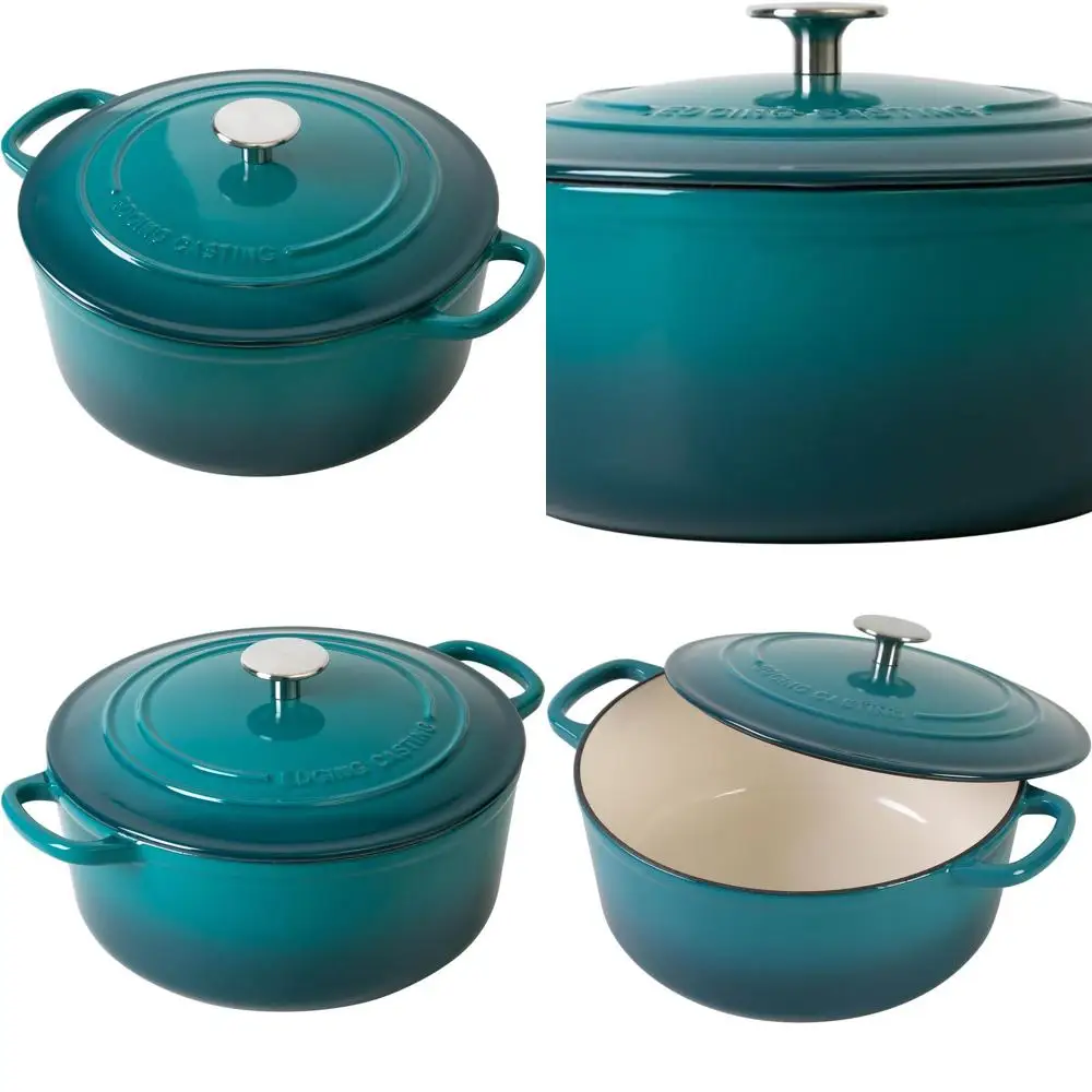 Чугунная эмалированная круглая печь-казан объемом 7 кварт (6,5 л) темно-голубого цвета с крышкой для выпечки и приготовления пищи, с двумя ручками
Чугунная эмалированная круглая печь-казан объемом 7 кварт (6,5 л) темно-голубого цвета с крышкой для выпечки и приготовления пищи, с двумя ручками