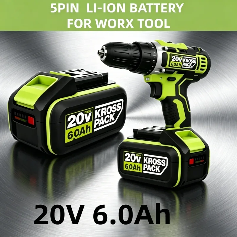 For WORX 20V 8.0Ah High Capacity Rechargeable Lithium-ion Battery Compatible with WA3551 WA3551.1 WA3553 WX373 Power Tools
For WORX 20V 8.0Ah High Capacity Rechargeable Lithium-ion Battery Compatible with WA3551 WA3551.1 WA3553 WX373 Power Tools