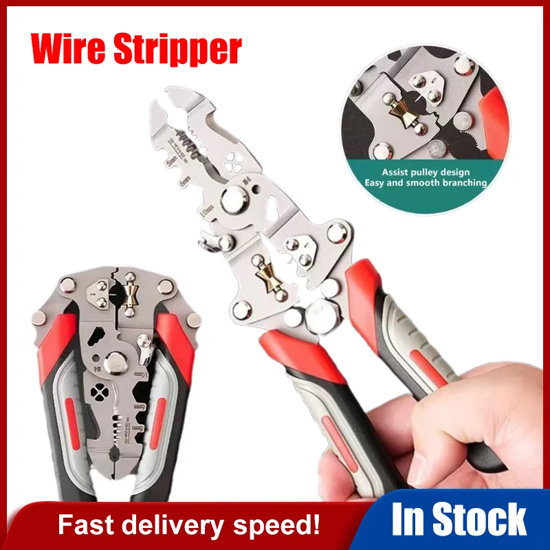Metal Multifunction Crimper Cable Cutter Stripping Crimping Pliers Adjustable Automatic Wire Stripper Twisting Tool Hand Tool
Metal Multifunction Crimper Cable Cutter Stripping Crimping Pliers Adjustable Automatic Wire Stripper Twisting Tool Hand Tool