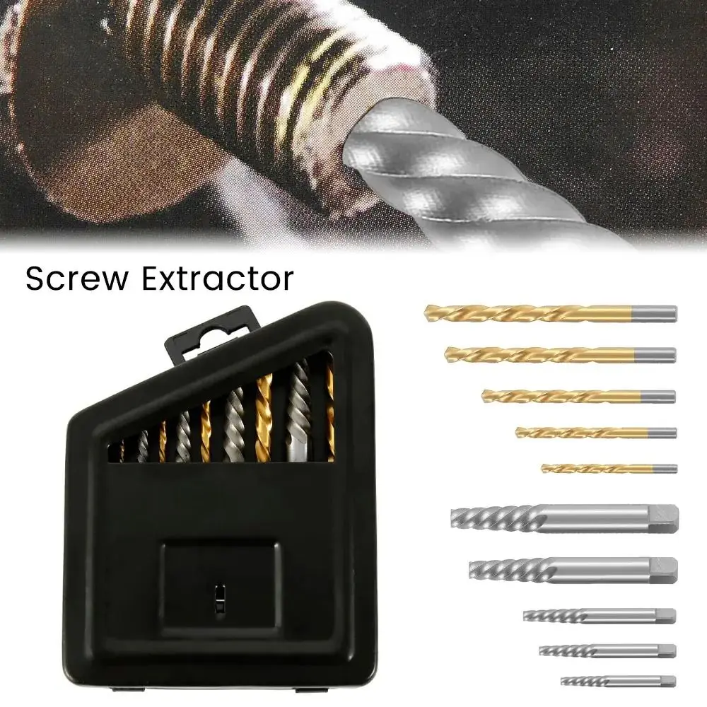 10Pcs Durable HSS Damaged Screw Extractor Rust-resistent Solid Stripped Screw Extractor Waterproof Anti-slip Drill Remover Set
10Pcs Durable HSS Damaged Screw Extractor Rust-resistent Solid Stripped Screw Extractor Waterproof Anti-slip Drill Remover Set