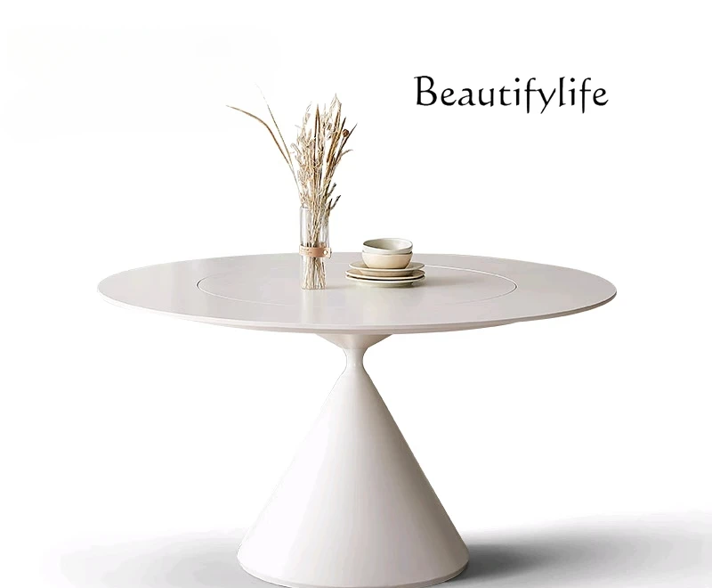 Rock slab dining table French cream Xiaohongshu pure white household round rock slab round table
Rock slab dining table French cream Xiaohongshu pure white household round rock slab round table