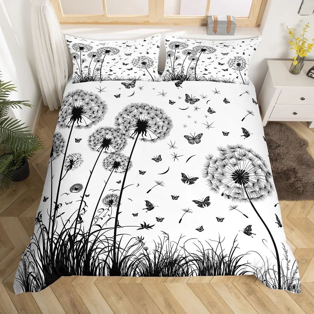 Dandelion Duvet Cover Full Queen Botanical Floral Bedding Set Nature Theme Butterfly Dandelions Comforter Cover for Boys Girls
Dandelion Duvet Cover Full Queen Botanical Floral Bedding Set Nature Theme Butterfly Dandelions Comforter Cover for Boys Girls