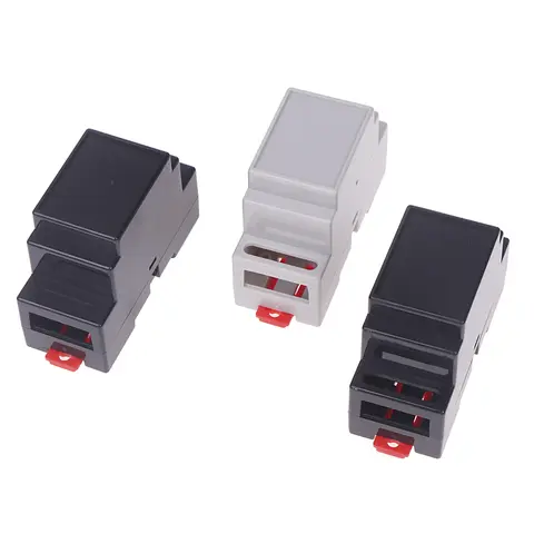 New1PC DIN Rail PLC Junction Box Plastic Electronics Box Project Case 4Colors 88x37x59mm 35-Rail Mounting Instrument Housing
