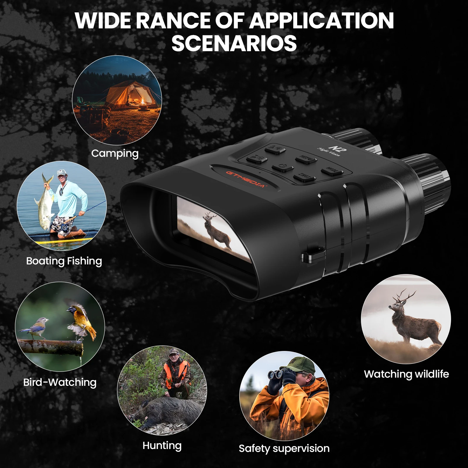 GTMEDIA N2 night vision binoculars, can shoot 1080P HD video, 5x digital zoom function, can be used during the day and at night
GTMEDIA N2 night vision binoculars, can shoot 1080P HD video, 5x digital zoom function, can be used during the day and at night