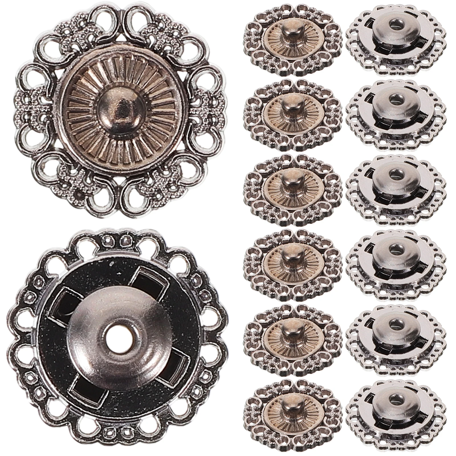 25pcs Snap Buttons Metal Press Studs Durable Easy Install for Clothing Fabric Bags Shoes Hats Replacement Fasteners
25pcs Snap Buttons Metal Press Studs Durable Easy Install for Clothing Fabric Bags Shoes Hats Replacement Fasteners